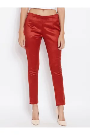 BAESD Women Smart Slim Fit Mid-Rise Pure Cotton Chinos Trousers