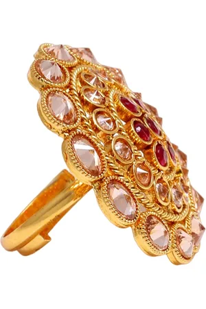 Anouk Gold-Plated AD-Studded Adjustable Finger Ring