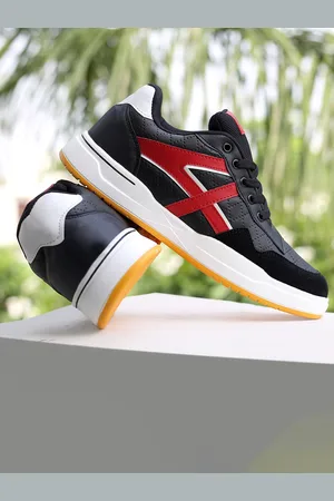 BXXY Men Textile High-Top Running Non-Marking Flyknit Shoes