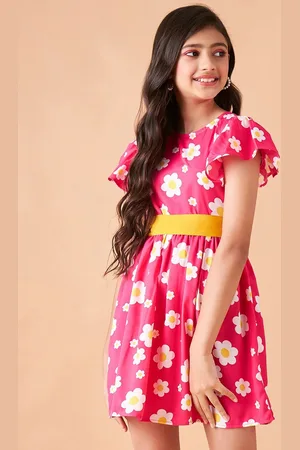 Cherry & Jerry Girls Floral Printed Flutter Sleeve Fit & Flare Dress