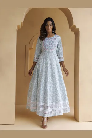 Jaipur Floral Embroidered A-Line Maxi Dress