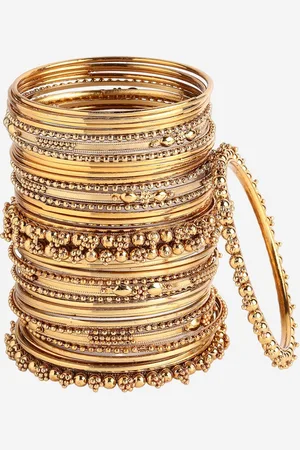 Anouk Set Of 40 Gold-Plated Oxidised Bangles