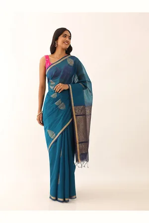 Taneira Ethnic Motifs Woven Design Zari Silk Cotton Saree