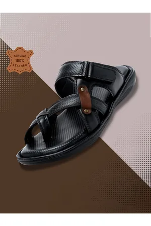 ZOOM Men Textured Leather Comfort Sandals