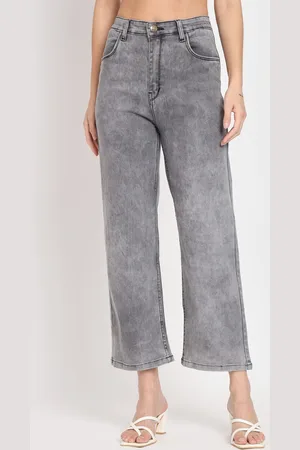 AngelFab Women Jean Straight Fit High-Rise Clean Look Cotton Jeans