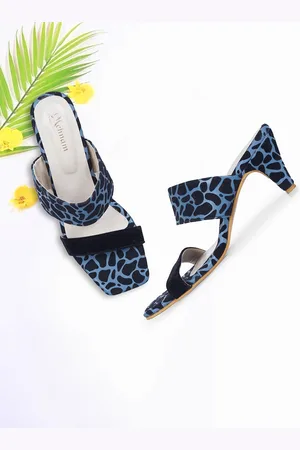 MEHNAM Printed Open Toe Slim Heels