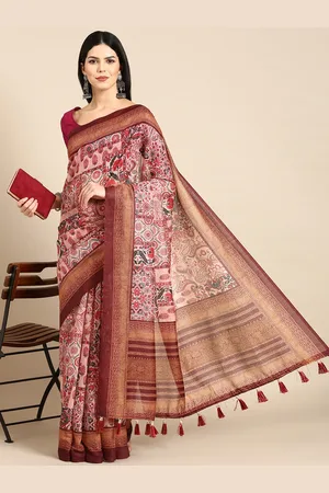 Tasarika Ajrak Printed Chanderi Saree