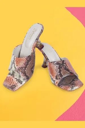MEHNAM Printed Open Toe Slim Heels