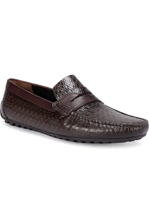 ROSSO BRUNELLO Men Textured Leather Formal Penny Loafers