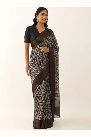 Taneira Ethnic Motifs Printed Zari Silk Cotton Saree