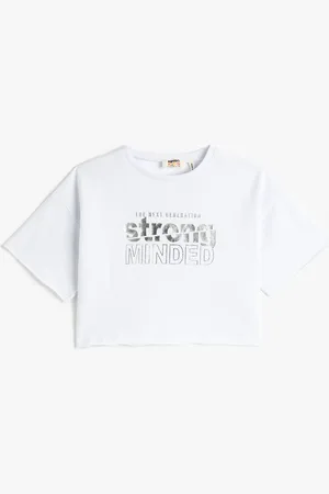 Koton Girls Typography Printed Pure Cotton Loose T-shirt