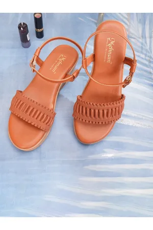 MEHNAM Textured Open Toe Comfort Heels