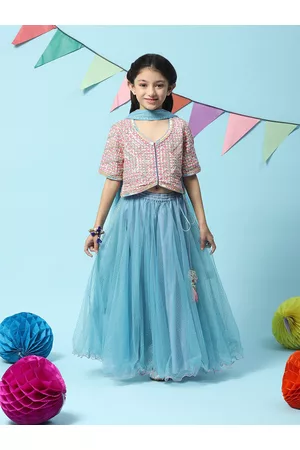 Biba Girls Embellished Gotta Patti Ready to Wear Lehenga & Blouse With Dupatta