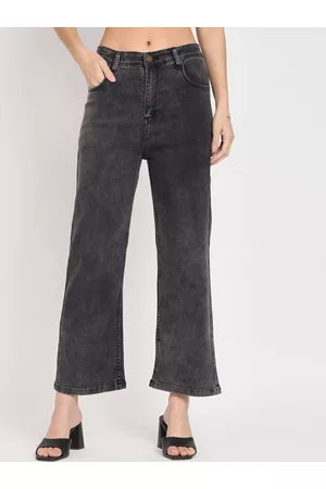 AngelFab Women Jean Relaxed Fit High-Rise Heavy Fade Stretchable Clean Look Cotton Jeans