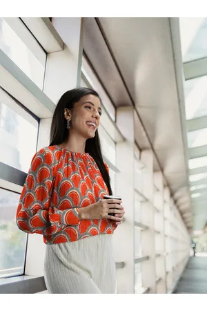 Marks & Spencer Geometric Printed Gathered Shirt Style Top