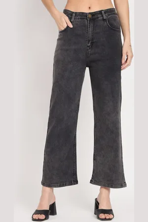 AngelFab Women Jean Bootcut High-Rise Heavy Fade Stretchable Clean Look Cotton Jeans