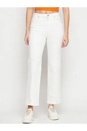 MADAME Women Mid Rise Clean Look Cotton Cropped Jeans