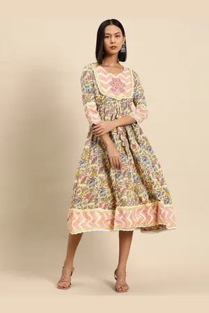 all about you Floral Print Cotton Empire Midi Dress