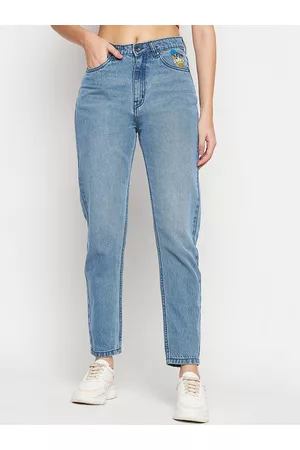 MADAME Women Mid Rise Clean Look Cotton Cropped Jeans