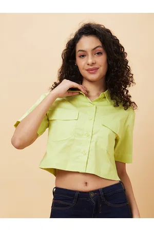 Globus Spread Collar Pure Cotton Crop Shirt