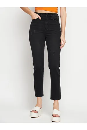 MADAME Women Low Distress Mid Rise Cotton Cropped Jeans