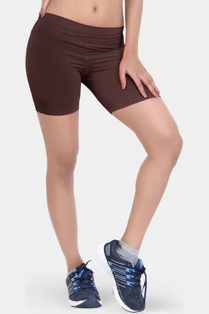 LAASA  SPORTS Women Brown Skinny Fit Training or Gym Sports Shorts