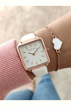 Joker & Witch Women White & Rose Gold-Toned Watch Gift Set