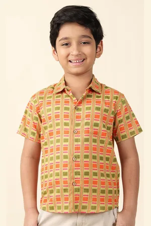 Fabindia Boys Geometric Printed Cotton Casual Shirt