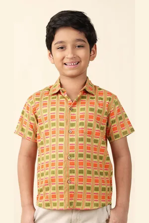 Fabindia Boys Geometric Printed Cotton Casual Shirt