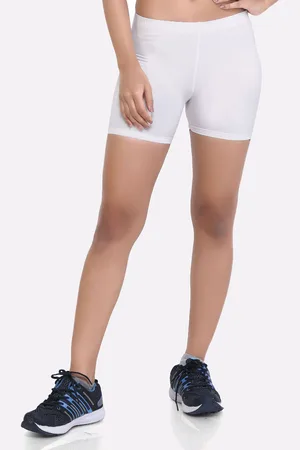 LAASA  SPORTS Women White Skinny Fit Training or Gym Sports Shorts