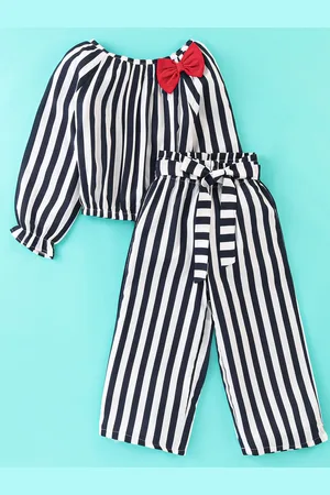 CrayonFlakes Girls Striped Top With Leggings