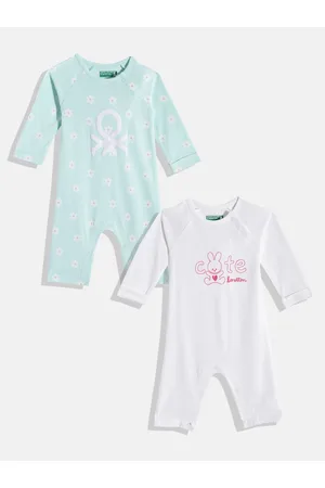 Benetton Infant Girls Pack of 2 Pure Cotton Rompers