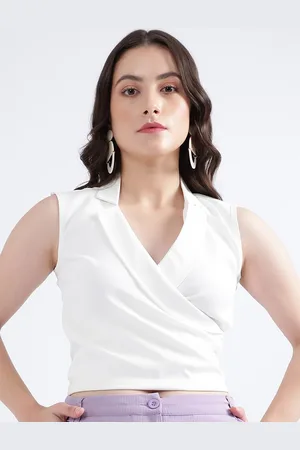 CENTRESTAGE V Neck Wrap Crop Top