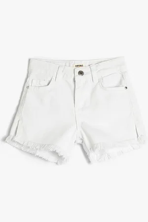Koton Girls Mid-Rise Pure Cotton Denim Shorts
