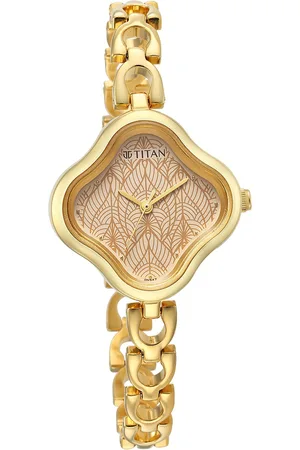 Titan Women Brass Dial & Stainless Steel Bracelet Style Straps Analogue Watch 2701YM01