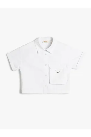 Koton Girls Spread Collar Opaque Pocket Casual Cotton Shirt