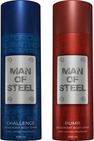 Denver Man of Steel Set of Challenge & Pump Deodorant Body Spray - 127 g Each