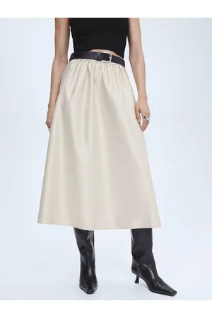 MANGO Women Satin A-Line Midi Skirt