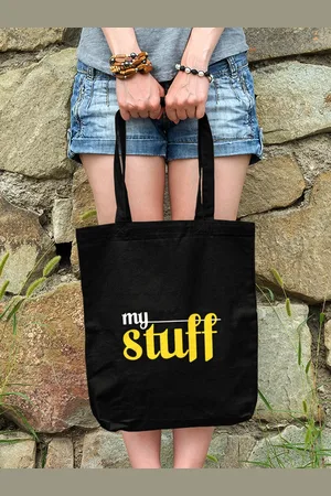 Doodle Eco-Friendly Reusable Cotton My Stuff Canvas Zipper Tote Bag