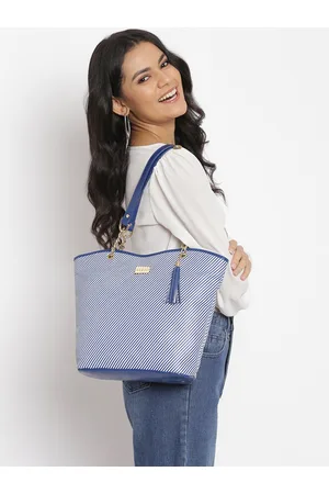 KLEIO Striped Tassel Detailed Shoulder Tote Bag