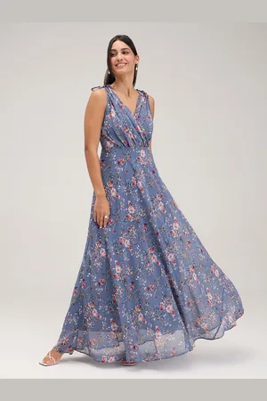 20Dresses Grey Floral Printed V-Neck Maxi Dress