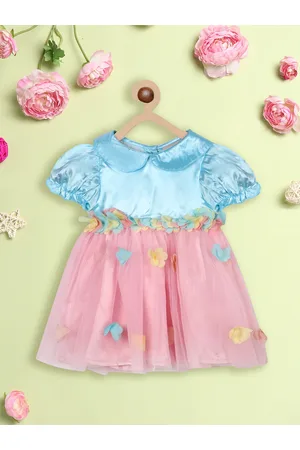 Nauti Nati Girls Floral Corsage Peter Pan Collar Puff Sleeve Net Tulle Fit & Flare Dress