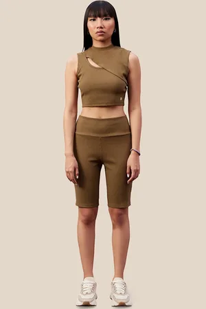 Muvazo Women Slim Fit High-Rise Cotton Shorts
