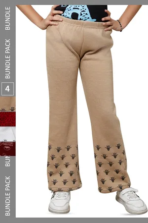 IndiWeaves Girls Pack of 4 Printed Woolen Track Pants