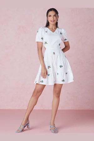20Dresses Floral Embroidered Pure Cotton A-Line Dress