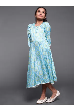 AKS Girls Ethnic Motifs Bandhani Printed A-Line Midi Dress