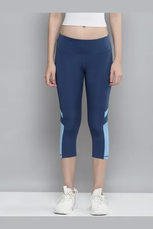Reebok Women Blue WOR Mesh Capri Training Tights