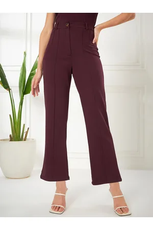 kibo Women Relaxed Straight Leg Straight Fit High-Rise Parallel Trousers