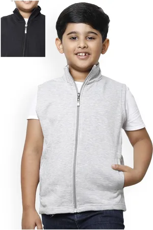 IndiWeaves Boys Multicoloured Fleece Lightweight Crop Open Front Jacket