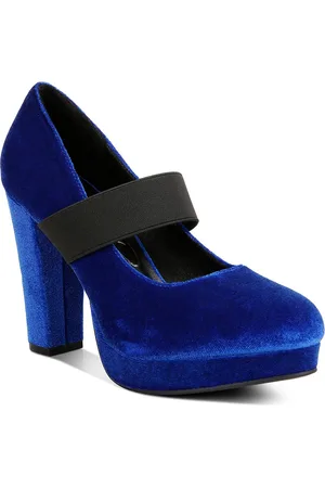 London Rag Round Toe Velvet Platform Heel Mary Janes